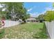 Expansive backyard with mature trees and a privacy fence, offering a tranquil outdoor space at 1291 Blackrush Dr, Tarpon Springs, FL 34689