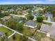 Neighborhood aerial view showcasing houses with landscaped yards and tree coverage at 13384 Brighton St, Spring Hill, FL 34609