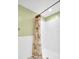 Shower with wainscoting and palm tree shower curtain at 2814 Highlands Blvd # B, Palm Harbor, FL 34684