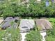 A high-angle view of a house nestled in a lush, green area with mature trees and other houses nearby at 3506 Cordgrass Dr, Valrico, FL 33596