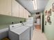 Functional laundry area with storage and modern appliances for convenience at 37821 Willingham Ave, Dade City, FL 33525