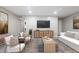 Staged living room featuring neutral decor, a TV, and modern furnishings for comfortable and stylish living at 3805 Cortez Cir # B, Tampa, FL 33614