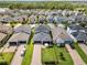 Aerial view of a residential neighborhood featuring well-maintained homes and landscaping at 4465 Tubular Run, Land O Lakes, FL 34638