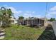 Fenced backyard featuring a well-maintained lawn and a cozy screened-in patio area at 5128 Billings Dr, Holiday, FL 34690
