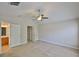 This bedroom offers neutral walls, carpet flooring and a ceiling fan at 10132 Post Harvest Dr, Riverview, FL 33578