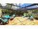 Spacious screened patio with garden views, perfect for outdoor entertaining and relaxation at 13 Windrush Bay Dr, Tarpon Springs, FL 34689