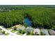 Aerial view of homes, lake, and tree-filled community at 14427 Pepperpine Dr, Tampa, FL 33626