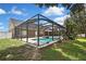 Sprawling screened pool area offering ample space for recreation and a lush green yard, perfect for outdoor fun at 22431 Panther Run Ct, Land O Lakes, FL 34639