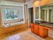 Bathroom with soaking tub, walk-in shower, and vanity with dual sinks at 29916 Cedar Waxwing Dr, Wesley Chapel, FL 33545