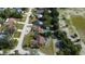 Aerial view of a home featuring a private pool, well-maintained landscaping, and nearby homes at 10365 Lynnhaven Rd, Spring Hill, FL 34608