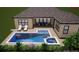 Rendered pool area featuring a modern design with a spa, tanning ledge, and outdoor seating at 13821 Moonstone Canyon Dr, Riverview, FL 33579