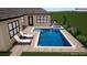 Modern pool design with tanning ledge, spa and comfortable lounge chairs on a brick patio at 13821 Moonstone Canyon Dr, Riverview, FL 33579