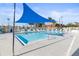 Large outdoor pool featuring sunshades and lounge chairs for residents and guests at 1400 Gandy N Blvd # 809, St Petersburg, FL 33702