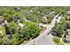 Scenic aerial view of the property situated in a peaceful, green residential area with mature landscaping at 14619 Daybreak Dr, Lutz, FL 33559