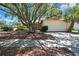 Inviting one-story home with a well-maintained front yard, mature trees, and a convenient attached two-car garage at 14619 Daybreak Dr, Lutz, FL 33559