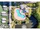 An aerial view of the community pool and boat docks at 2 Seaside Ln # 801, Belleair, FL 33756