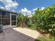 View of brick paved patio and Florida foliage near lanai of home with beautiful blue sky at 2937 Stilwell Ct, New Port Richey, FL 34655