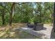 Inviting backyard with stone fire pit and outdoor seating for relaxing and entertaining at 34147 Ringwalt Dr, Dade City, FL 33523