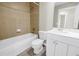 Bathroom with shower-tub combo, vanity, and tile flooring at 423 150Th Ave # 1501, Madeira Beach, FL 33708
