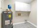 Functional laundry room with water heater, storage cabinets, and tiled floors at 423 150Th Ave # 1501, Madeira Beach, FL 33708