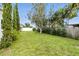 Large backyard with green grass, tall landscaping, and a privacy fence at 6119 31St N Ave, St Petersburg, FL 33710