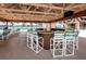 Community outdoor bar area featuring ample seating, a TV, and views of the water at 1 Key Capri # 606W, Treasure Island, FL 33706