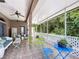 This screened-in porch offers an outdoor seating area with view of the backyard at 12200 Hunters Lake Dr, New Port Richey, FL 34654