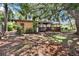 Beautiful backyard featuring a deck, pergola, and lush greenery, ideal for outdoor living at 1530 Erin Ln, Clearwater, FL 33755