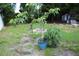 The backyard features a planted tree in a pot, some foliage, and a fire pit area for outdoor gatherings at 2058 Dodge St, Clearwater, FL 33760