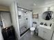 Modern bathroom with a stylish shower stall and sleek vanity at 2509 Thornbrook Pl, Tampa, FL 33618