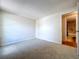 Bright bedroom with neutral carpet leading into a bathroom, offering a simple and comfortable space at 4030 Braesgate Ln, Tampa, FL 33624