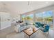 Inviting living area featuring stylish decor and sliding glass doors that open to a waterfront balcony at 5253 Boardwalk St, Holiday, FL 34690