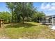 Expansive backyard featuring lush greenery and a screened-in patio for seamless indoor-outdoor living at 5390 Greystone Dr, Spring Hill, FL 34609