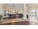 Spacious clubhouse featuring hardwood floors, pool table, dining space, and a kitchen at 7001 Interbay Blvd # 219, Tampa, FL 33616