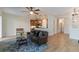 Spacious living room with hardwood floors and an open floor plan at 7001 Interbay Blvd # 219, Tampa, FL 33616