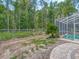 Spacious backyard featuring a chain-link fence and partial view of a screened-in pool area at 8711 Crescent Forest Blvd, New Port Richey, FL 34654