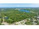An aerial shot of a lush green neighborhood surrounded by two lakes on either side at 11116 118Th St, Seminole, FL 33778