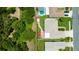 Overhead shot of a yard with a spa, patio, and pool shared between homes and a green lawn at 11116 118Th St, Seminole, FL 33778