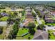 Aerial view of a home with large yard, and screened-in pool at 11125 Shelter Cove Loop, New Port Richey, FL 34654