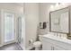 Bathroom with a walk-in shower, white vanity, and contemporary fixtures, great for relaxation at 2903 Cordoba Ranch Blvd, Lutz, FL 33559