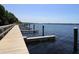 Wooden dock on the lake on a sunny day at 4147 Grandchamp Cir, Palm Harbor, FL 34685