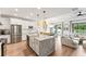 Open-concept kitchen with stainless steel appliances, a farmhouse sink, granite countertops, and ample seating at 11828 Ranchers Gap Dr, Odessa, FL 33556