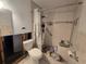 Bathroom is undergoing renovation featuring a new shower, and a toilet installed at 1508 16Th Se Cir, Largo, FL 33771