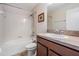 Bathroom with vanity, shower and bathtub combo, and modern fixtures at 1634 Acadia Harbor Pl, Brandon, FL 33511