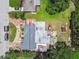 Aerial view of the property showcasing its layout, landscaping, backyard, detached garage and surrounding neighborhood at 3601 27Th S Ave, St Petersburg, FL 33711