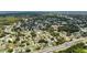 An elevated aerial view showcases a dense residential neighborhood dotted with mature trees at 3721 Casaba Loop, Valrico, FL 33596
