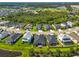 Picturesque aerial view showcases modern homes with lush lawns and a serene pond in a well-maintained suburban neighborhood at 4906 Los Robles Ct, Palmetto, FL 34221