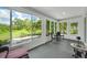 Bright sunroom with outdoor access through glass door and large windows overlooking a green backyard at 511 Foxglove Cir # B, Sun City Center, FL 33573