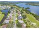 Stunning aerial view of waterfront homes along a golf course community with mature trees and beautiful lake views at 6780 Greenbrier Dr, Seminole, FL 33777