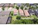 This aerial view showcases the home's backyard and close proximity to neighboring houses at 828 Terra Vista St, Brandon, FL 33511